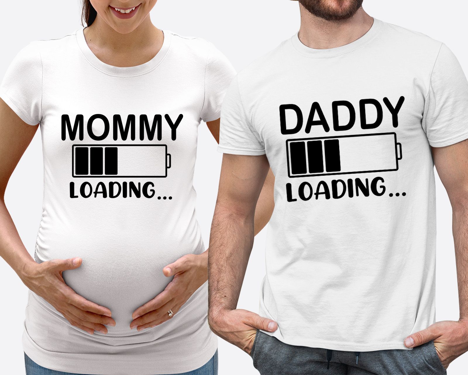 ماتشينغ فاميلي أوتفيتس- تي شيرت للرجال Daddy "Loading.." - ابيض