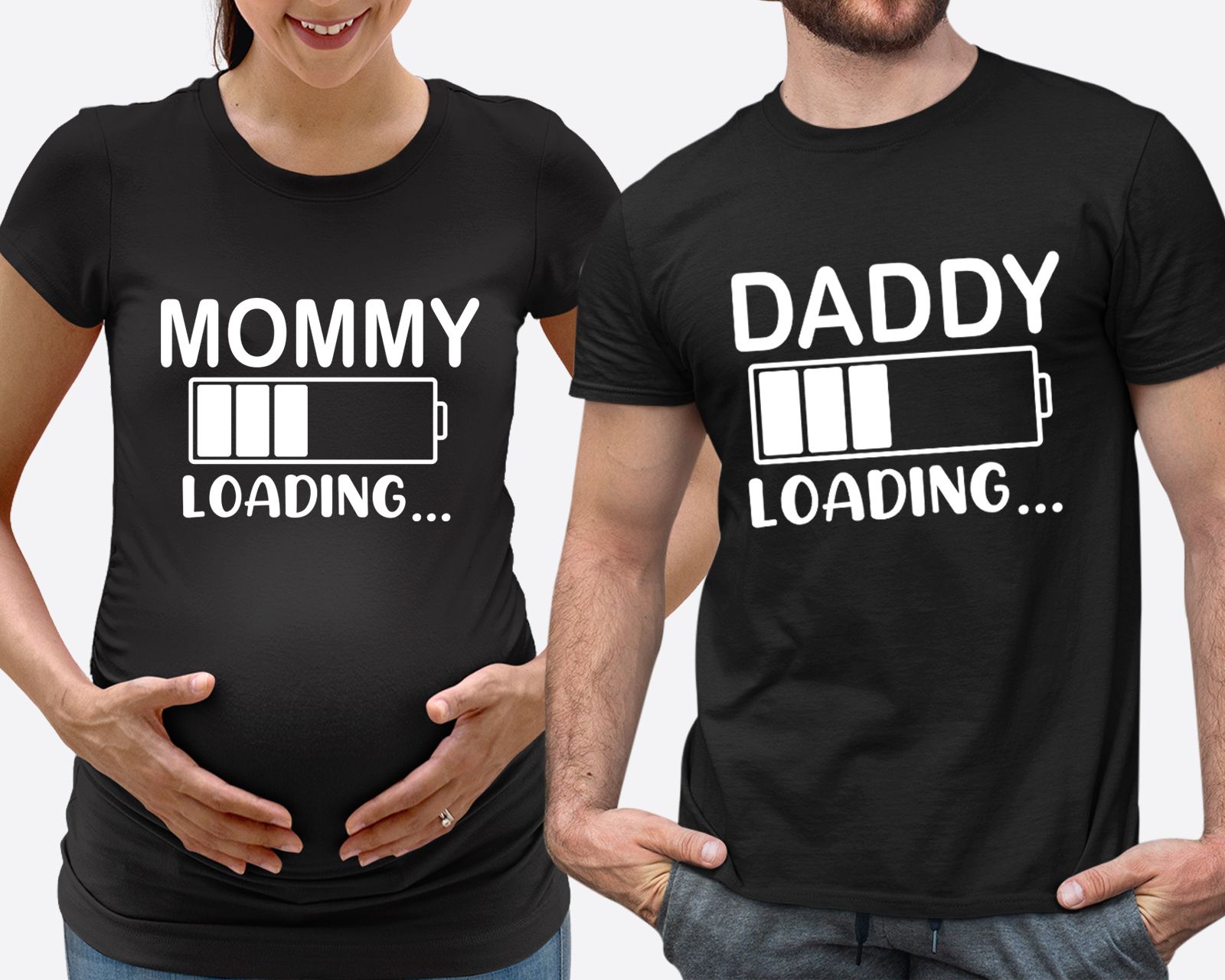 ماتشينغ فاميلي أوتفيتس- تي شيرت للرجال Daddy "Loading.." - اسود