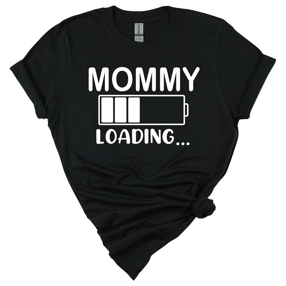 ماتشينغ فاميلي أوتفيتس - تي شيرت Mommy  Loading..  - أسود