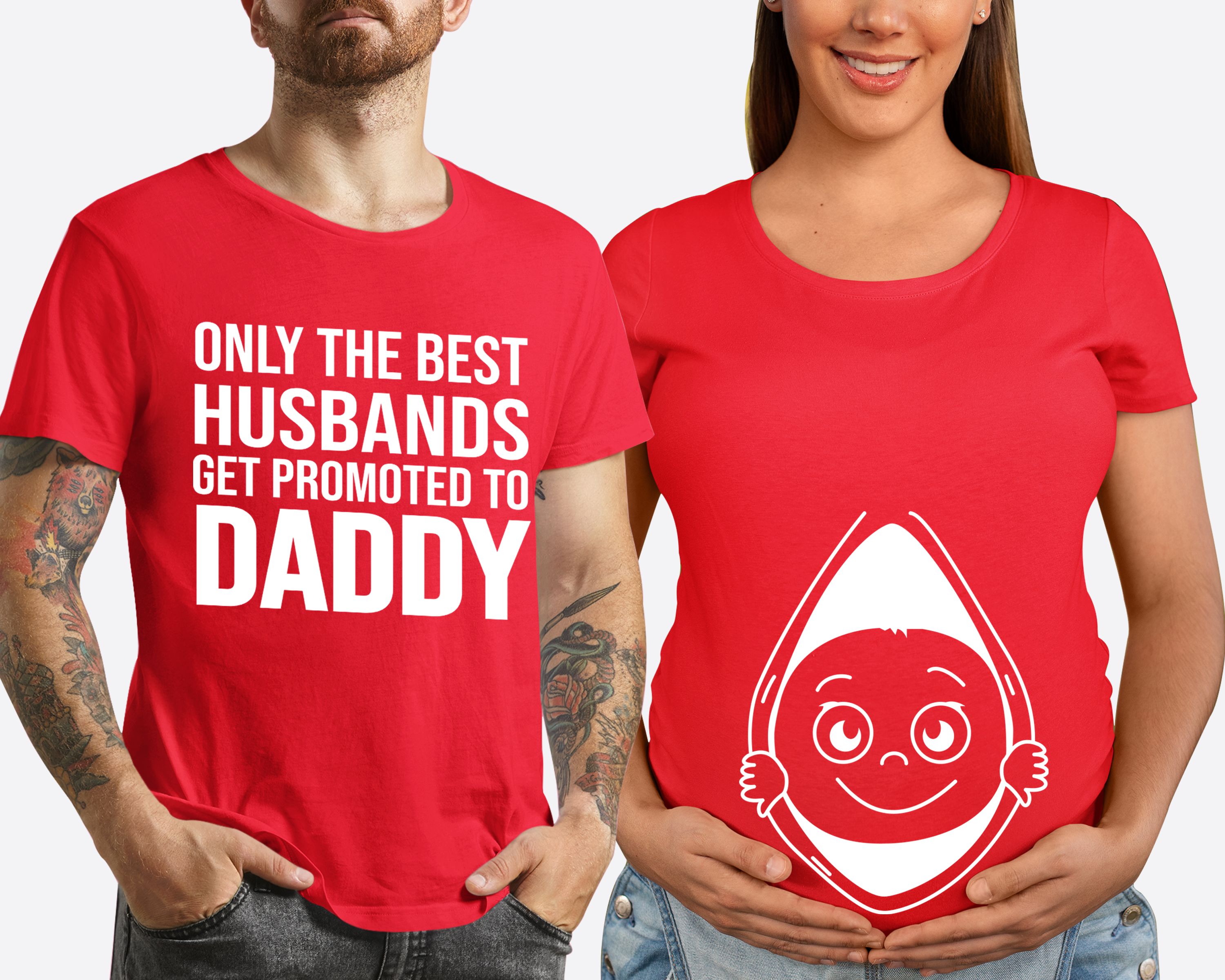 Matching Family Outfits - Only The Best Husbands T-Shirt - Red