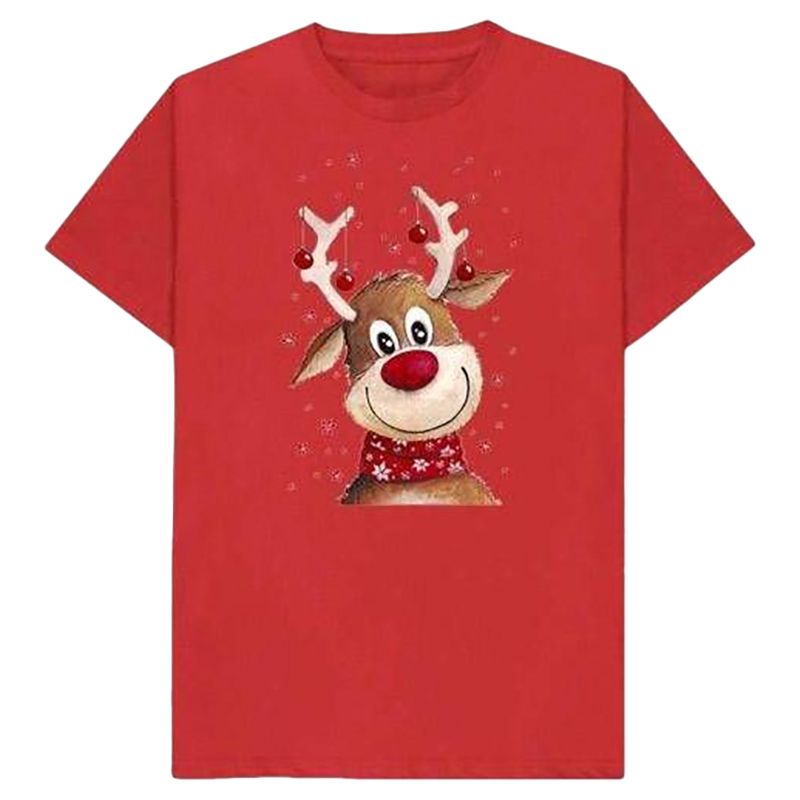 Matching Family - Deer Print Christmas T-Shirts - Red