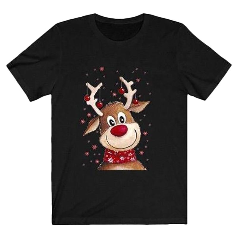 Matching Family - Deer Print Christmas T-Shirts - Black