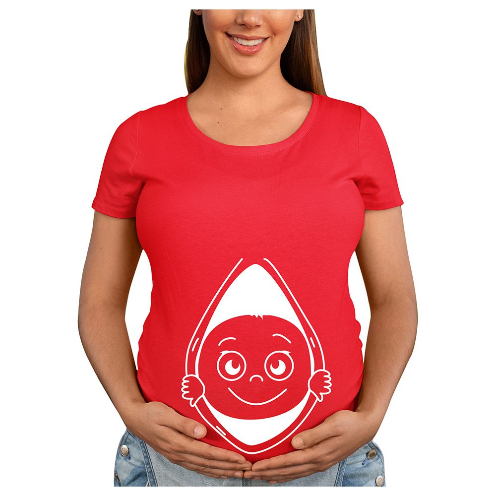 Matching Family Outfits - Mommy "Baby Peaking" T-Shirt - Red