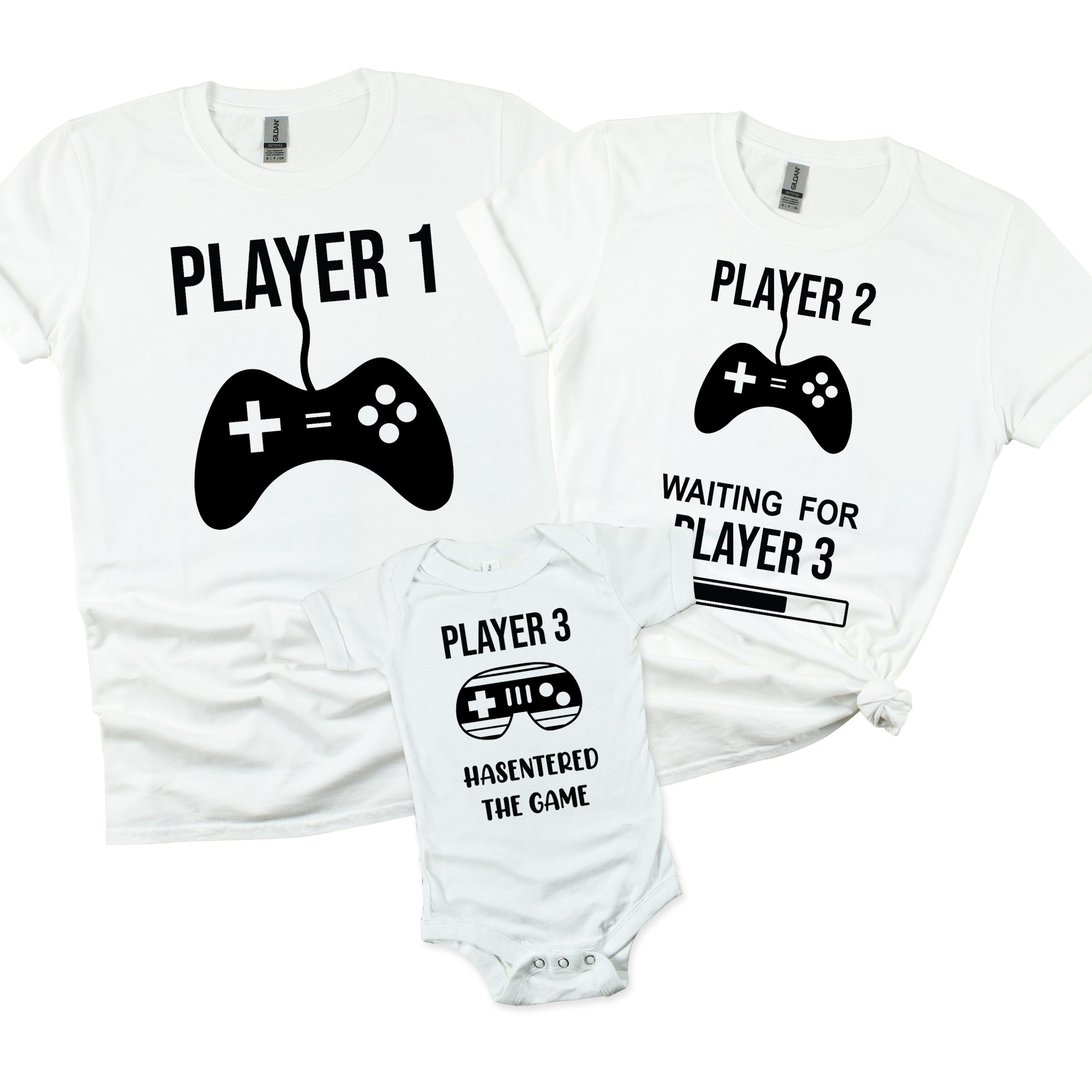 Matching Family Outfits - Daddy "Player 1" T-Shirt - White