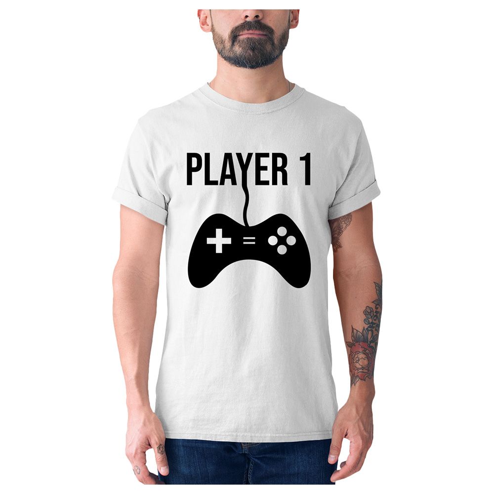 Matching Family Outfits - Daddy "Player 1" T-Shirt - White