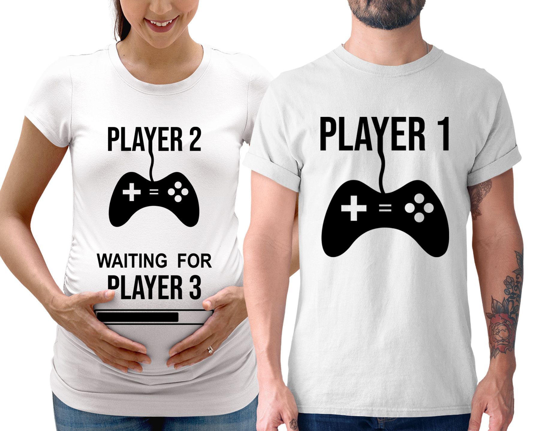 Matching Family Outfits - Daddy "Player 1" T-Shirt - White