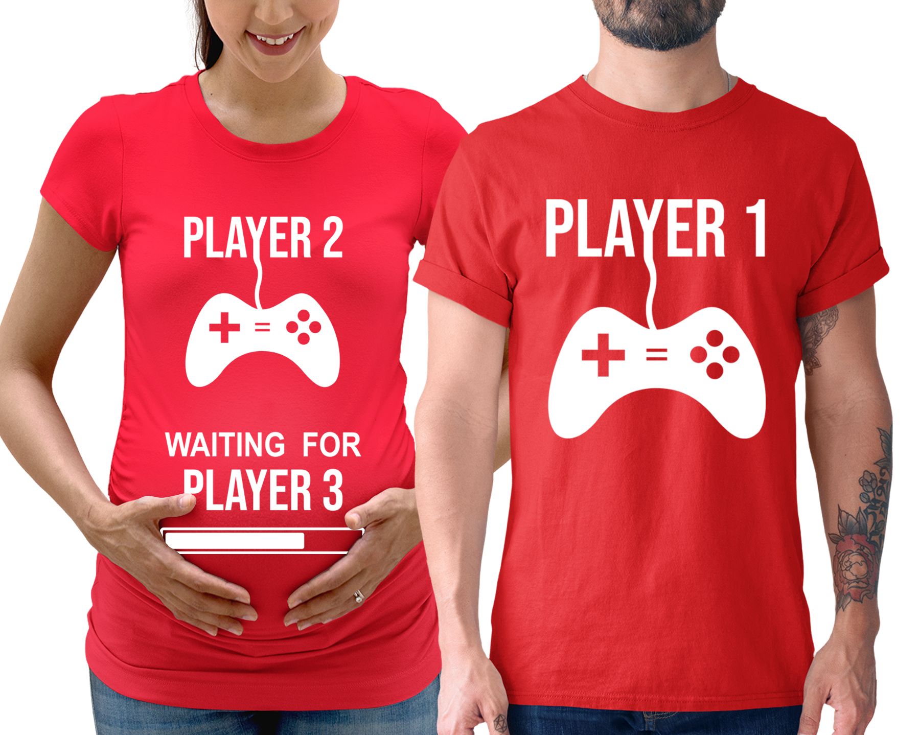 Matching Family Outfits - Daddy "Player 1" T-Shirt - Red