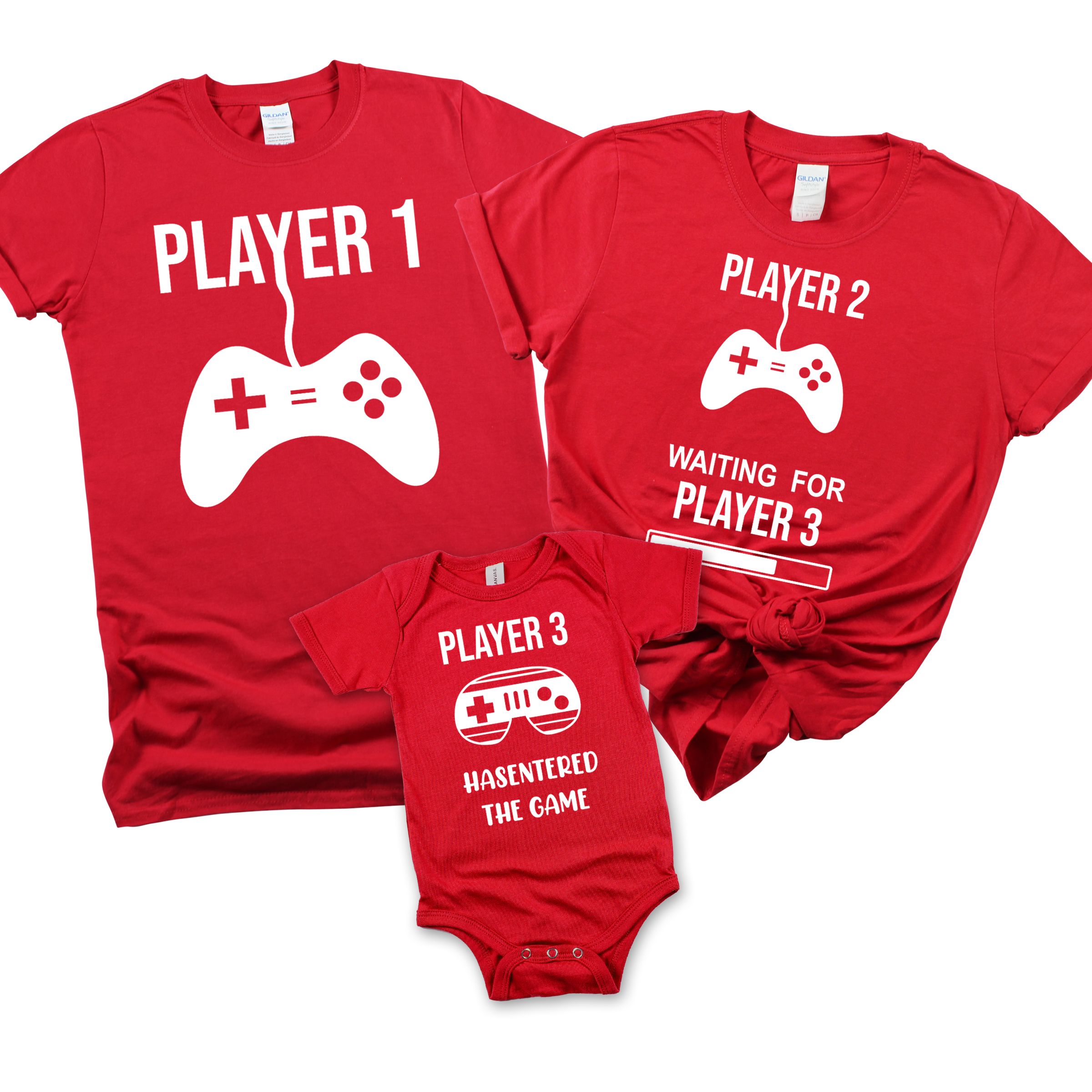 Matching Family Outfits - Daddy "Player 1" T-Shirt - Red