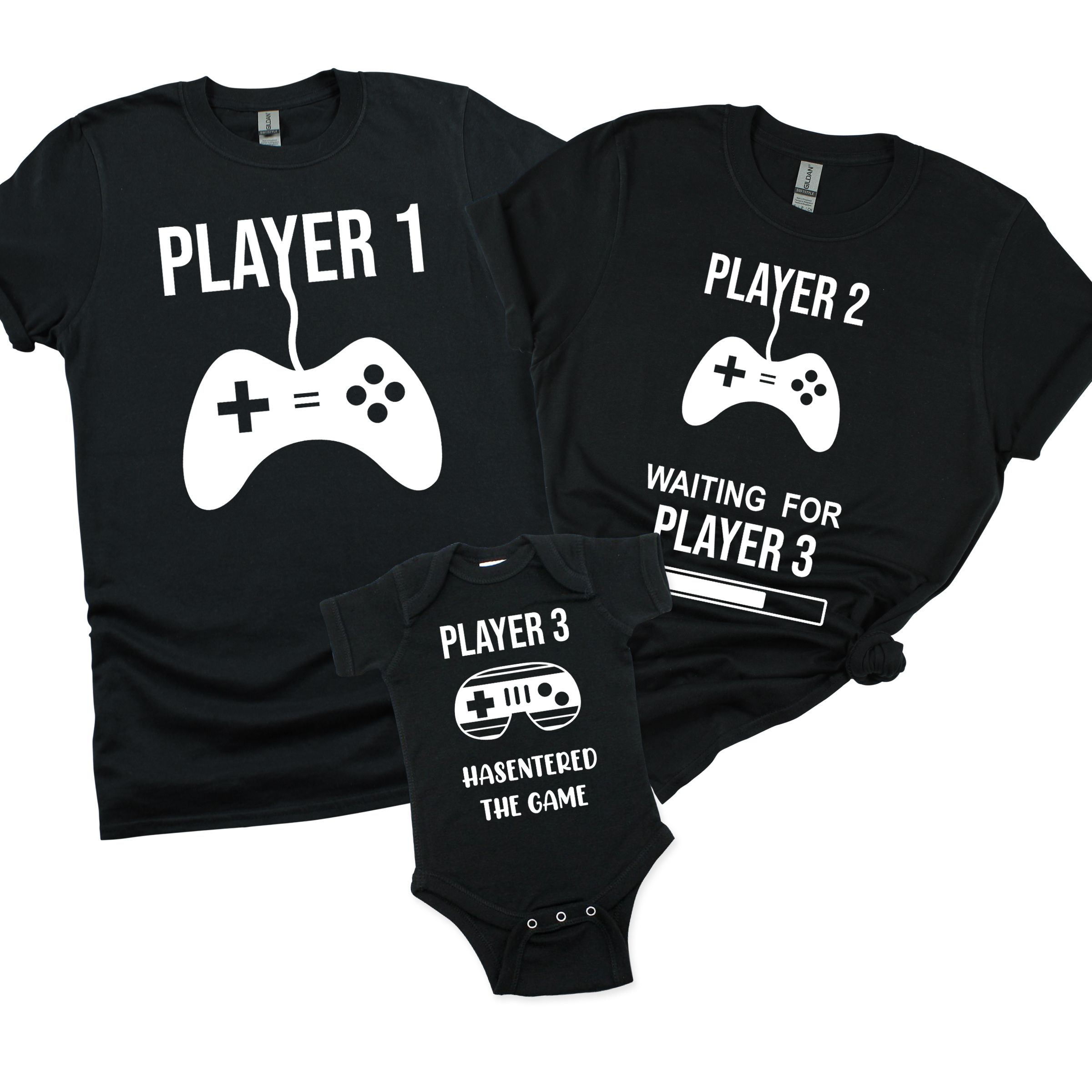 Matching Family Outfits - Mommy "Player 2" T-Shirt - Black