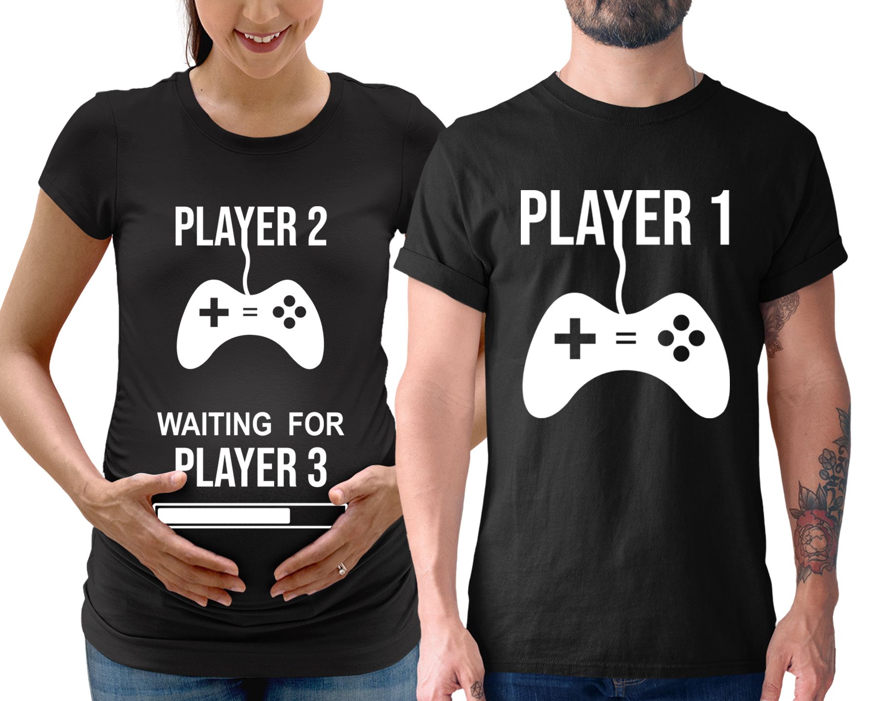 Matching Family Outfits - Mommy "Player 2" T-Shirt - Black