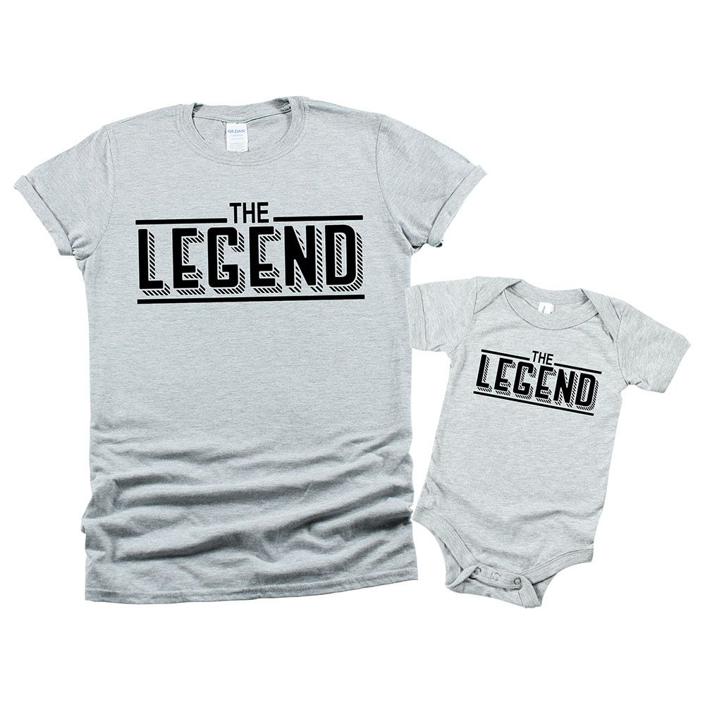 Matching Family Outfits - 2pc-Set - Dad/Mum & Baby The Legend - Grey_