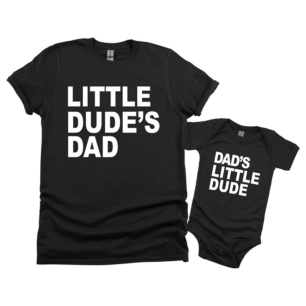 ماتشينغ فاميلي أوتفيتس - طقم قطعتين - Little Dude's Dad/Dad's Little Dude - اسود