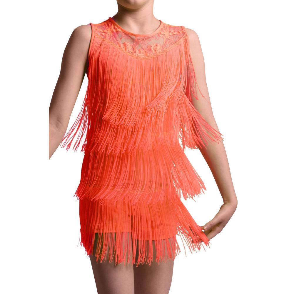 Creative Costumez - Jazz Fringe - Orange Neon