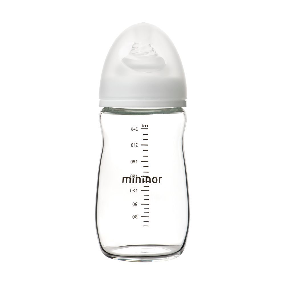 Mininor - Anti-Colic Glass Baby Feeding Bottle - 240ml 