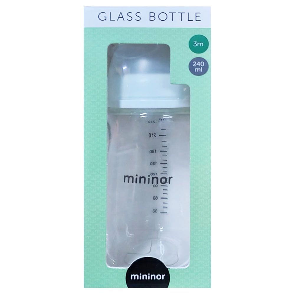 Mininor - Anti-Colic Glass Baby Feeding Bottle - 240ml 