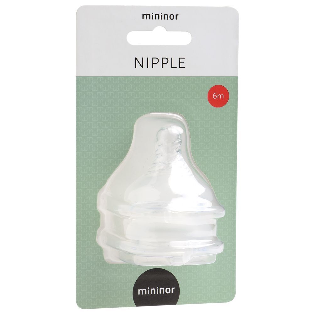 Mininor - Silicone Nipple - 6M - 2pcs - Clear