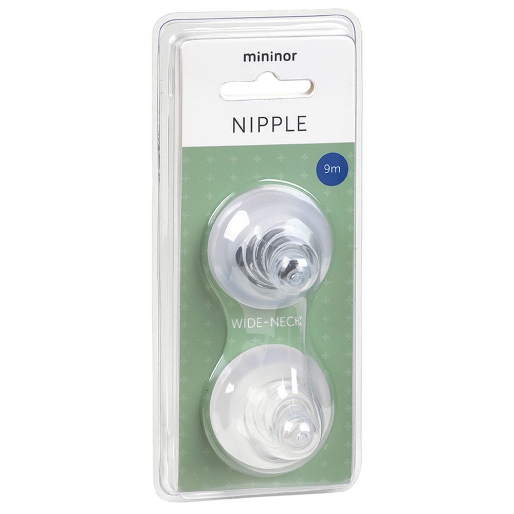 Mininor - Silicone Nipple - 9M - 2pcs - Clear