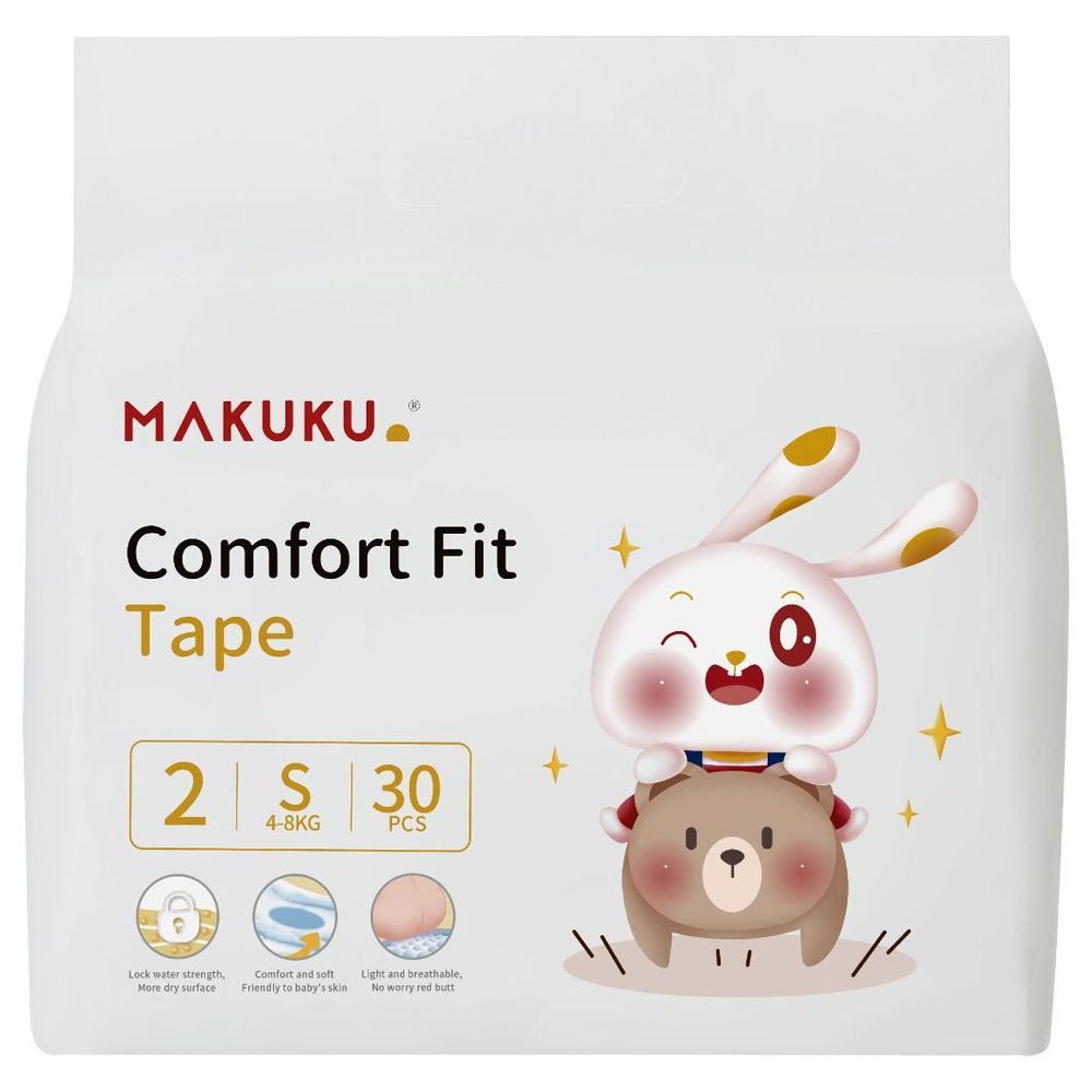 Makuku - Comfort Fit Tape - Size 2 - Small 4-8kg - 30pcs