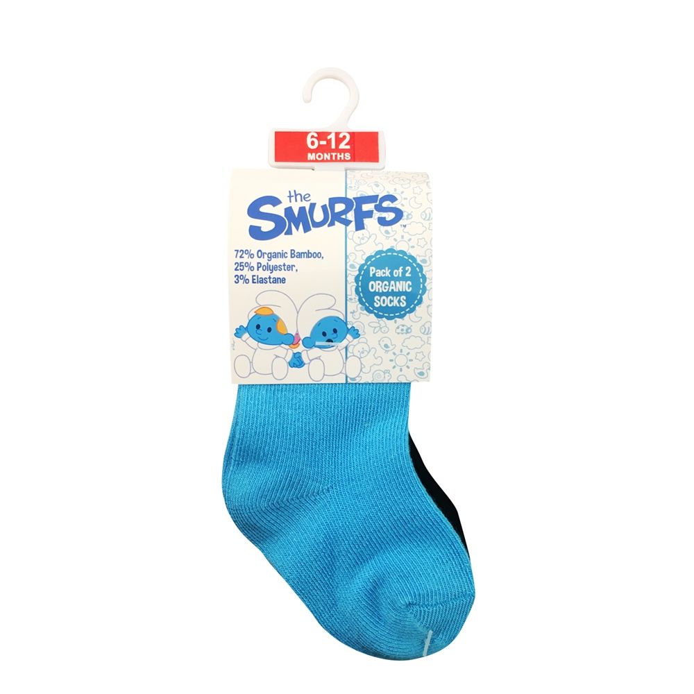 Smurfs - Solid Sock Pack of 2 - Cyan & Black