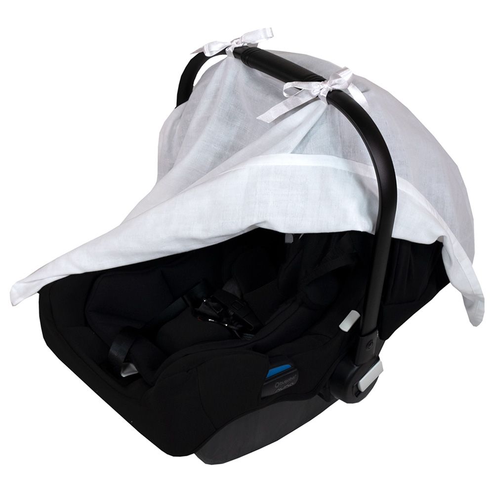 Me - Organic Crinkle Muslin Car Seat Suncover - White