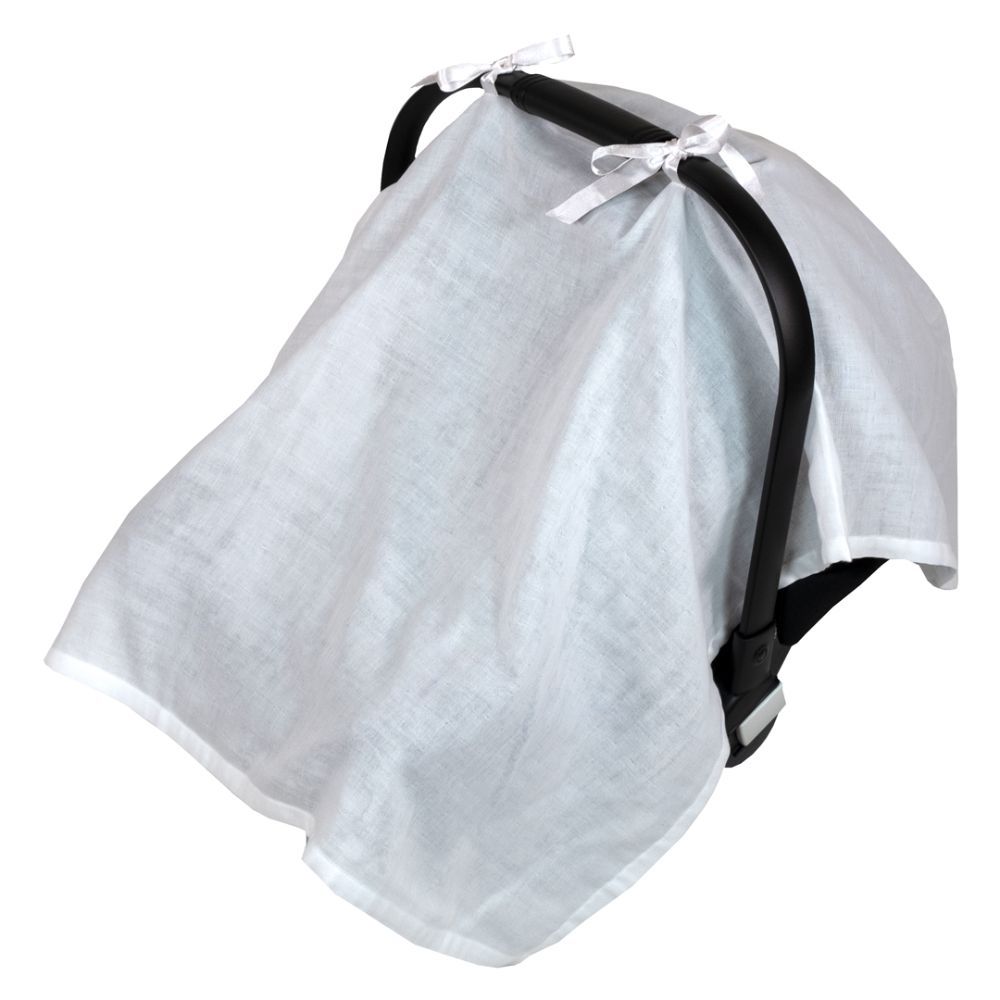 Me - Organic Crinkle Muslin Car Seat Suncover - White