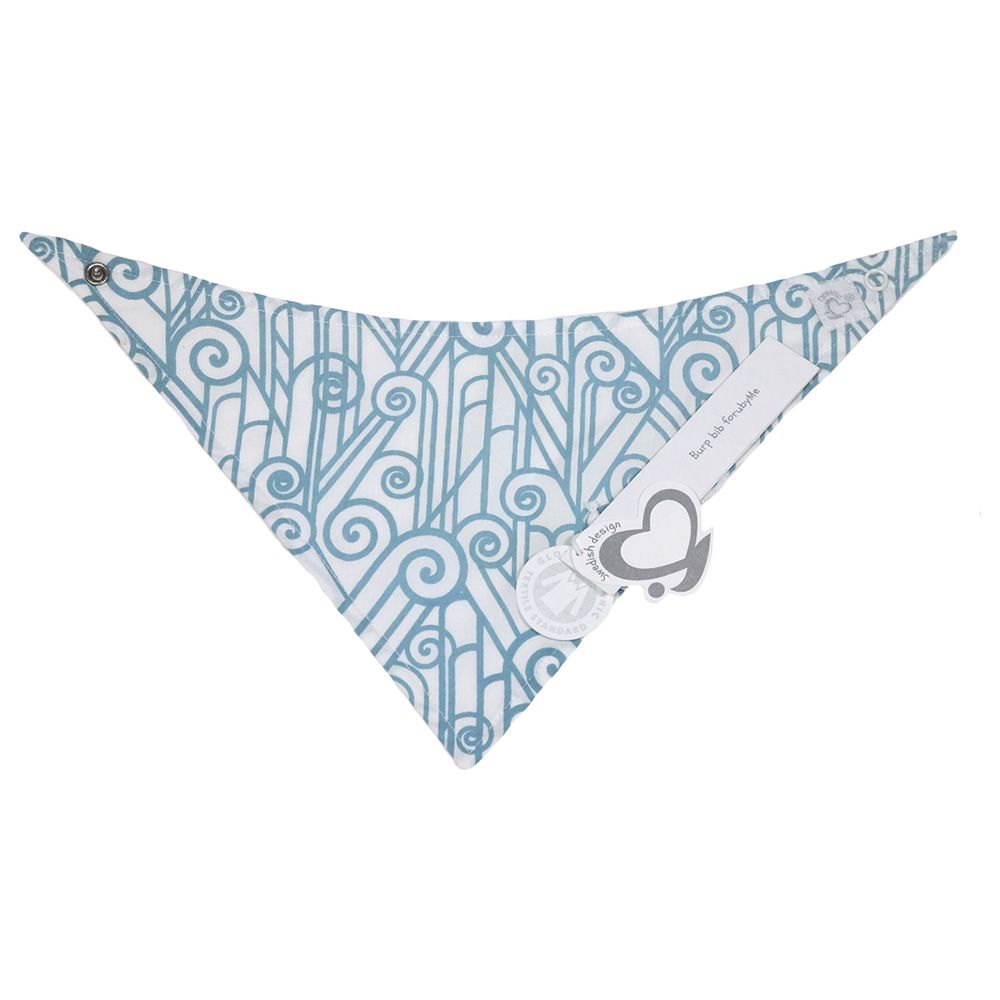 Me - Vintage Spirals Organic Burp Bib - Vintage Blue