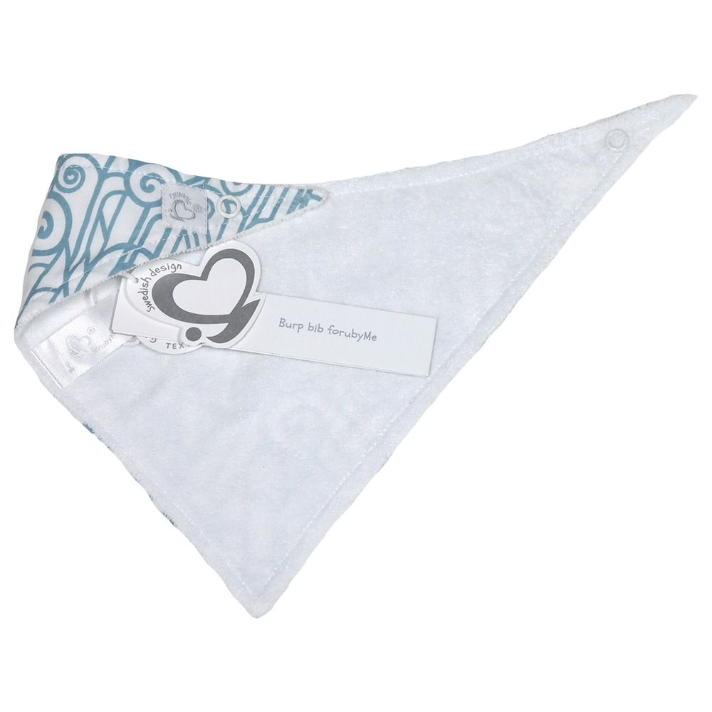 Me - Vintage Spirals Organic Burp Bib - Vintage Blue