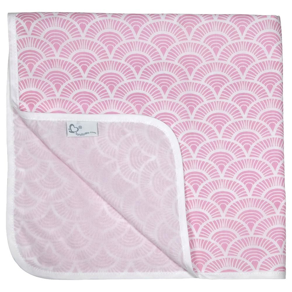 Me - Handprinted Organic Blanket - Art Deco - Pink