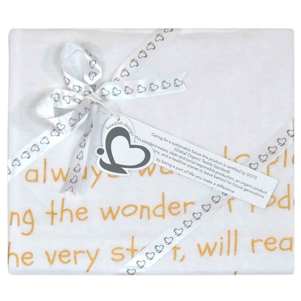 Me - Baby Poem Handprinted Organic Swaddle Blanket - Gold