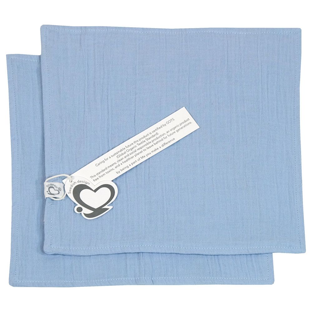 Me - 2pc-Set Organic Crinkle Muslin Burptowel/Facetowel - Blue