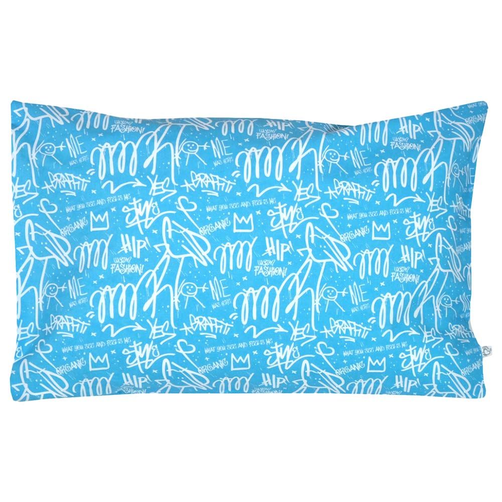 Me - Organic Graffiti Junior Cushion Cover - Blue