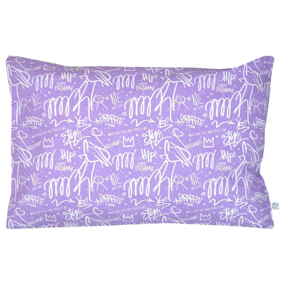 Me - Organic Graffiti Junior Cushion Cover - Purple