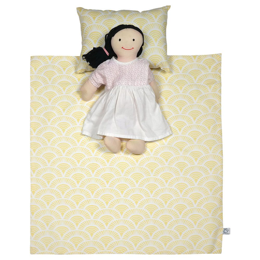 Me - Organic Pretend Play Doll Bed Set - Art Deco - Yellow