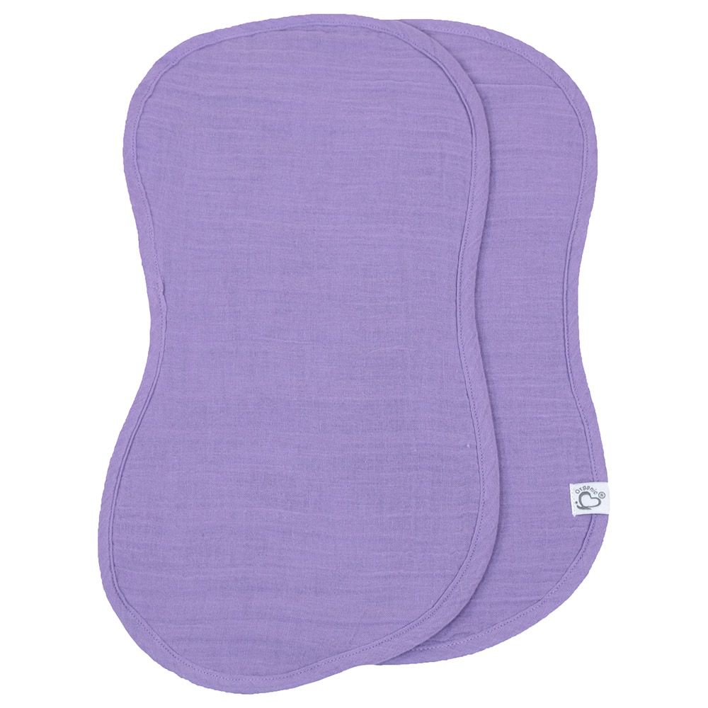 Me - 2pc-Set Organic Crinkle Muslin Shaped Burp Towel - Purple