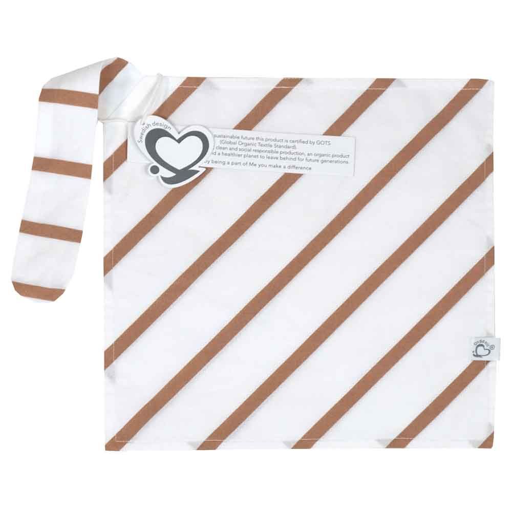 Me - Organic Stripy Rattle & Pacifier Holder - Pack of 2 - Mocca