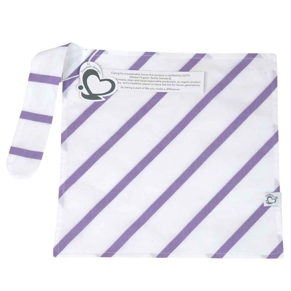 Me - Organic Stripy Rattle & Pacifier Holder - Pack of 2 - Purple