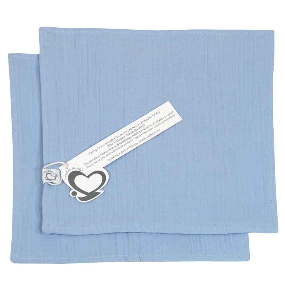 Me - Organic Pacifier Holder & Burp Towels - Pack of 3 - Blue