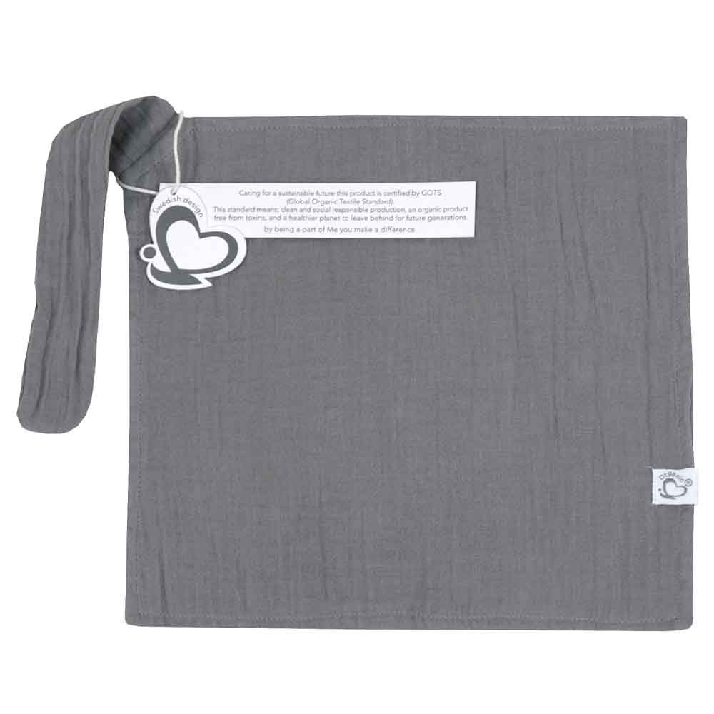 Me - Organic Pacifier Holder & Burp Towels - Pack of 3 - Grey