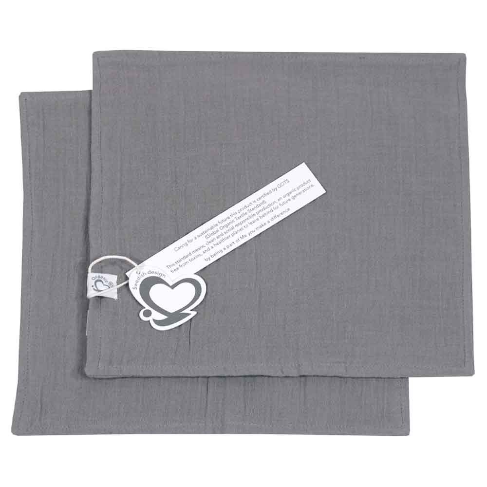 Me - Organic Pacifier Holder & Burp Towels - Pack of 3 - Grey