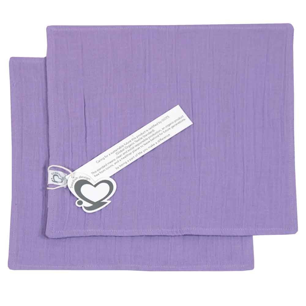 Me - Organic Pacifier Holder & Burp Towels - Purple - 3pcs