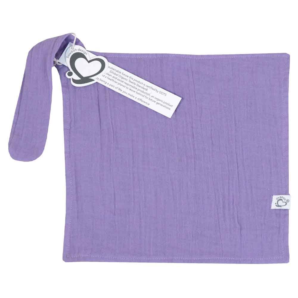 Me - Organic Pacifier Holder & Burp Towels - Purple - 3pcs