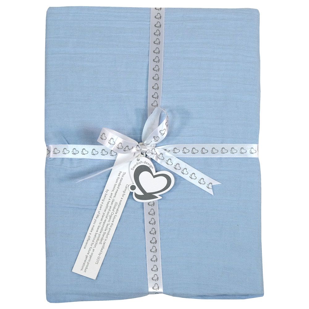 Me - Organic Crinkle Muslin Fitted Crib Sheet - Blue