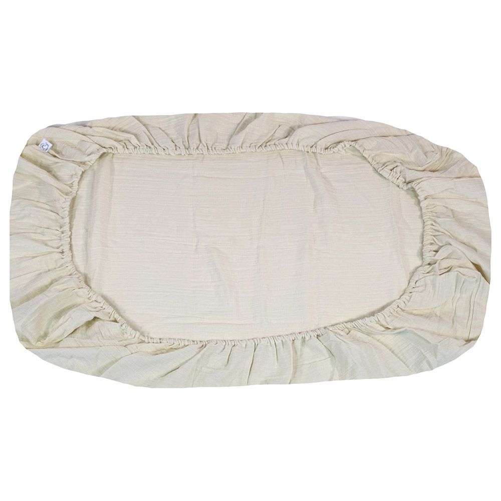 Me - Organic Crinkle Muslin Fitted Crib Sheet - Cream