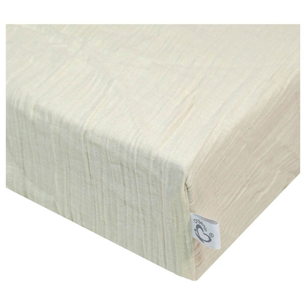 Me - Organic Crinkle Muslin Fitted Crib Sheet - Cream