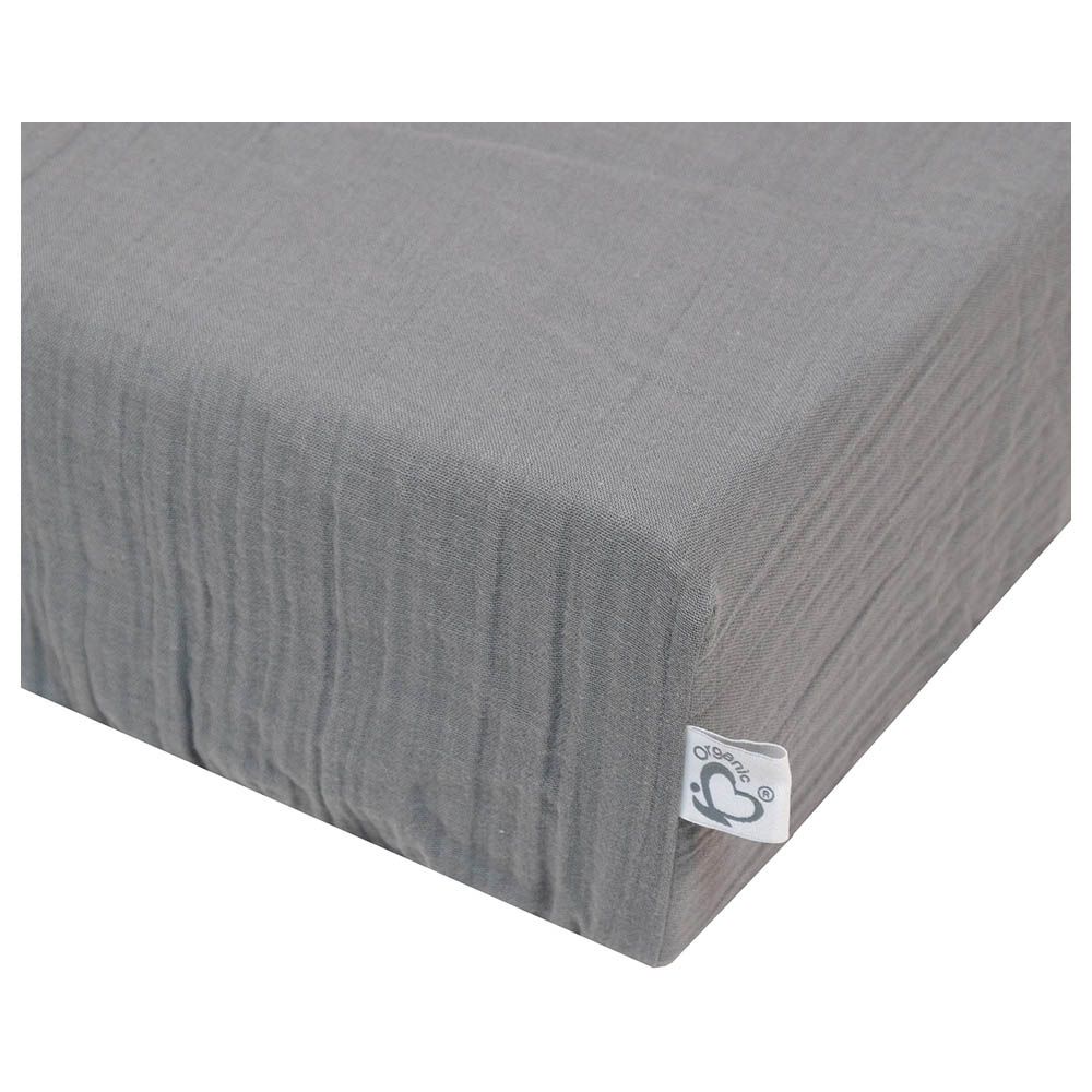 Me - Organic Crinkle Muslin Fitted Crib Sheet - Grey