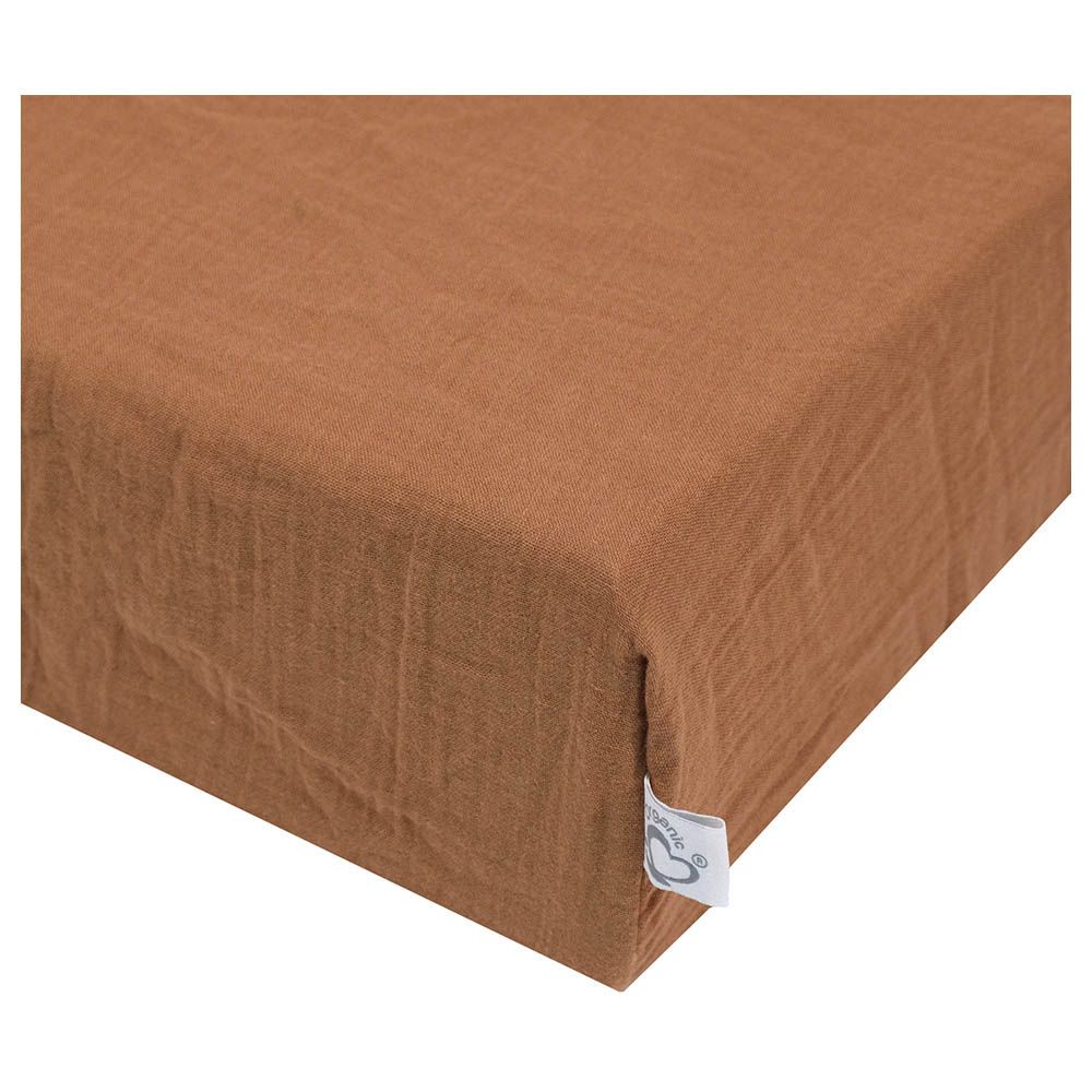 Me - Organic Crinkle Muslin Fitted Crib Sheet - Mocca