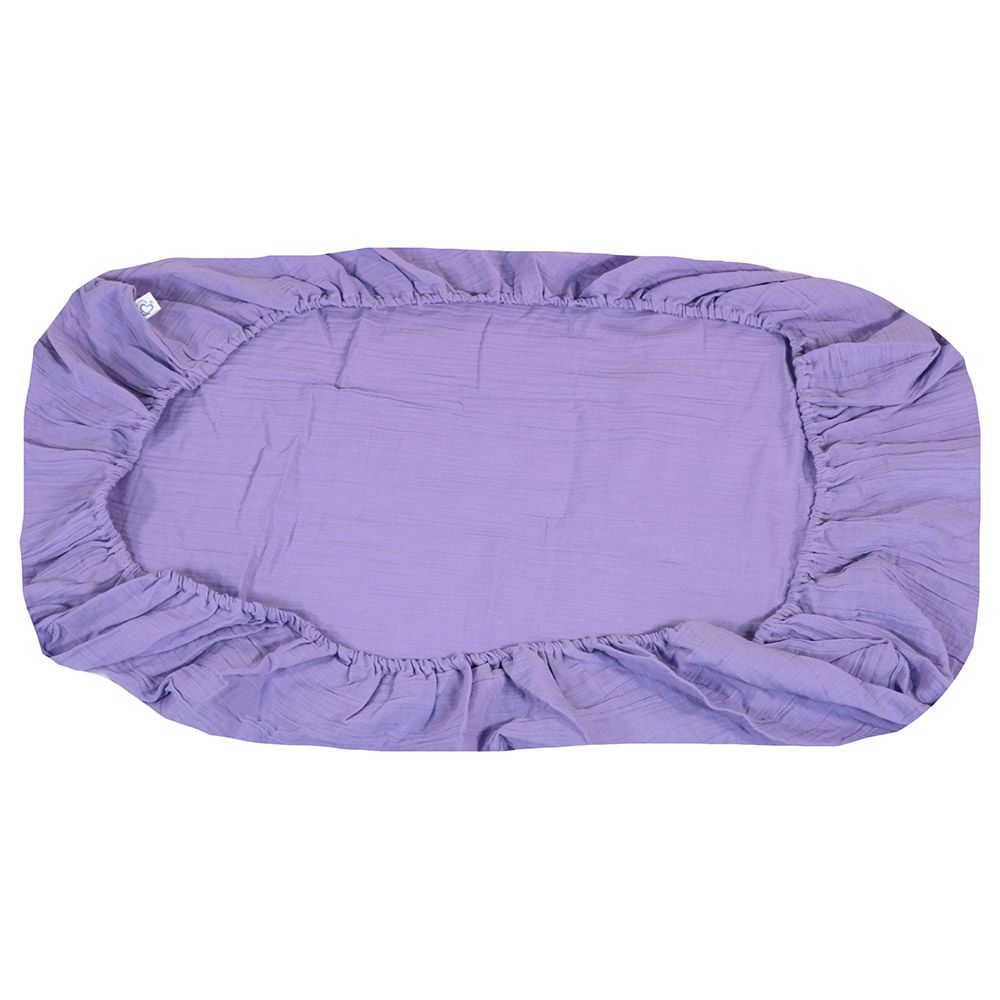 Me - Organic Crinkle Muslin Fitted Crib Sheet - Purple