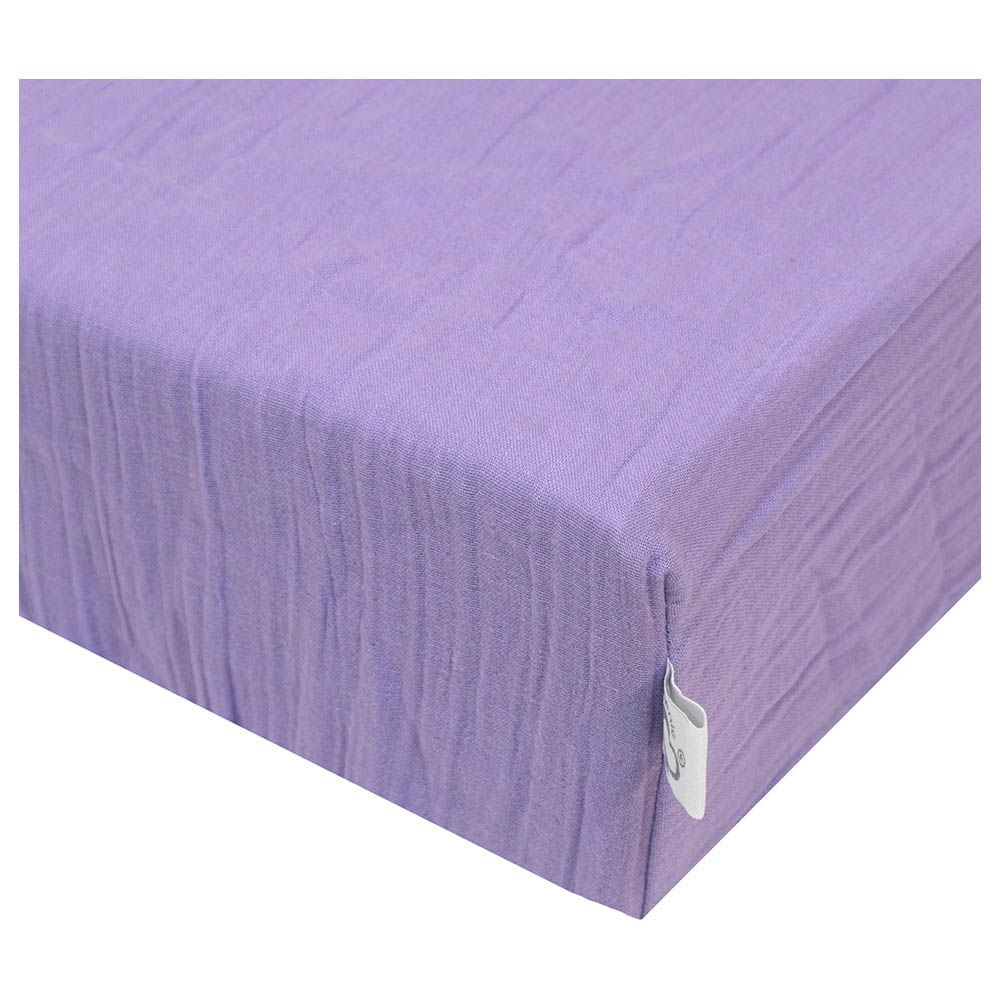 Me - Organic Crinkle Muslin Fitted Crib Sheet - Purple