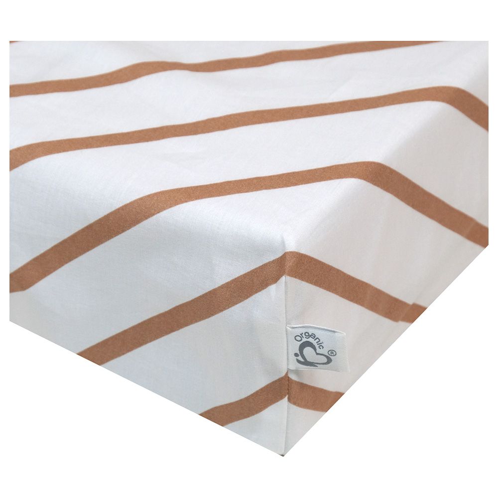 Me - Organic Fitted Baby Sheet - Stripy Me - Mocca