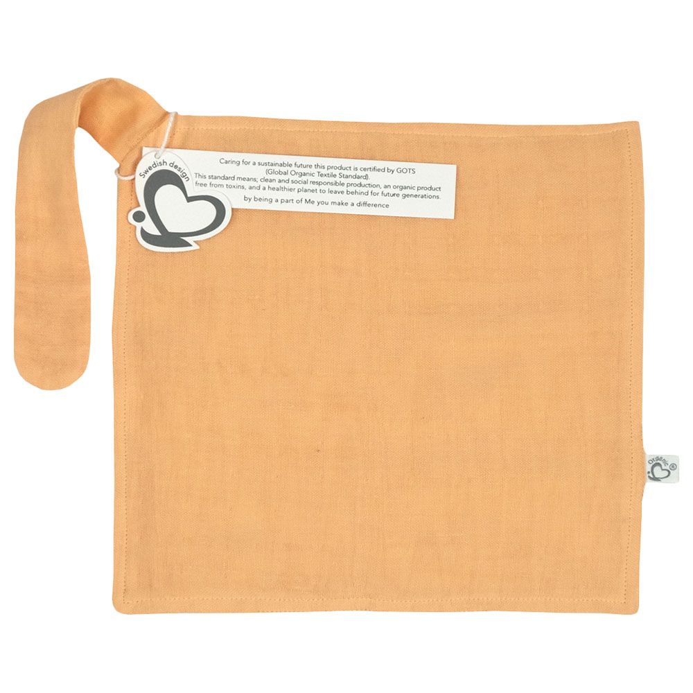 Me - Organic Pacifier Holder Muslin Snuggle - Orange